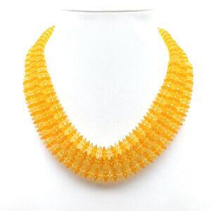 Vintage Multi Strand Bright Orange Beaded Necklace with Stacked Plastic Rondelle
